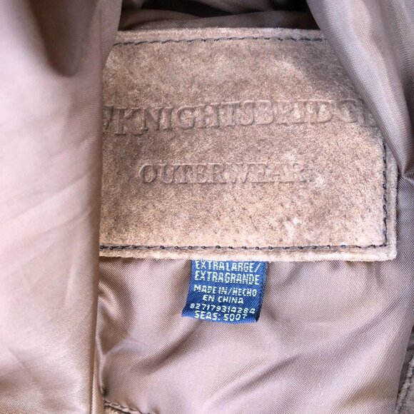 VTG KNIGHTSBRIDGE OUTERWEAR Leather Suede Jacket XL Men's Bomber Brown Full Zip - Picture 12 of 15